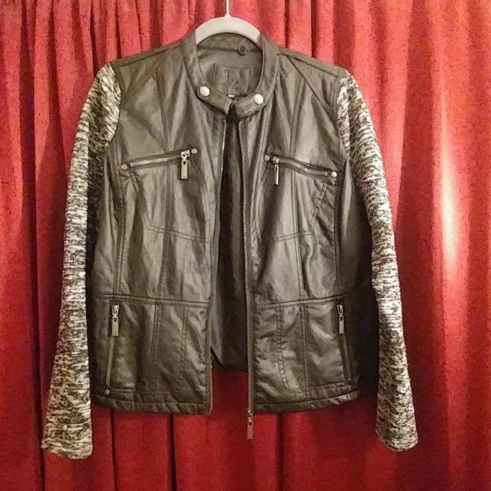NWOT Leather/Sweater Sleeve Jacket